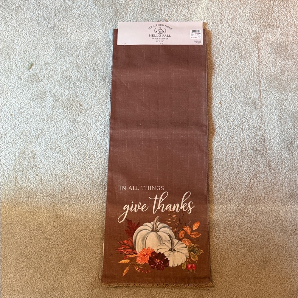 Brown 'Give Thanks' Table Runner